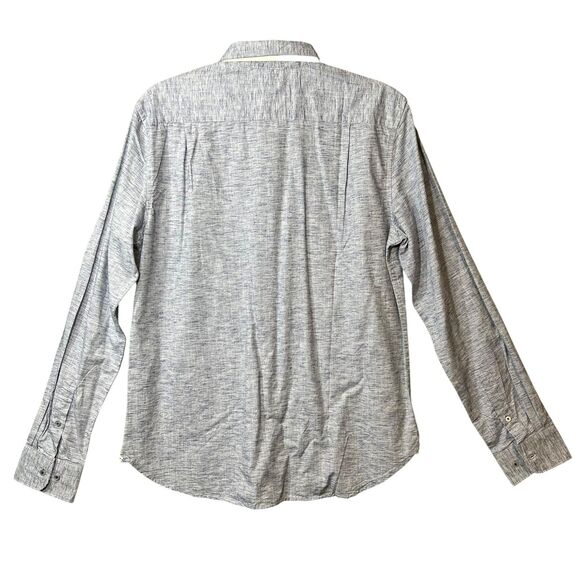 Cactus Man Ricky Singh Shirt Mens Medium Gray Long Sleeve Button Up Floral Trim - Picture 2 of 9